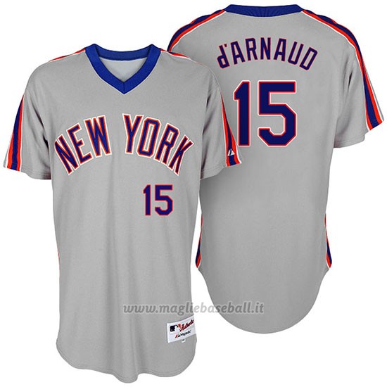 Maglia Baseball Uomo New York Mets Travis Darnaud Turn Back The Clock Grigio